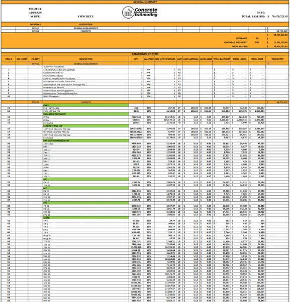 concrete estimating sample image